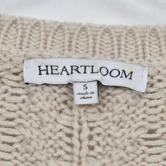 Heartloom Sweater Cable Knit  Braided Cream Oatmeal Oversit Small - Picture 3 of 12